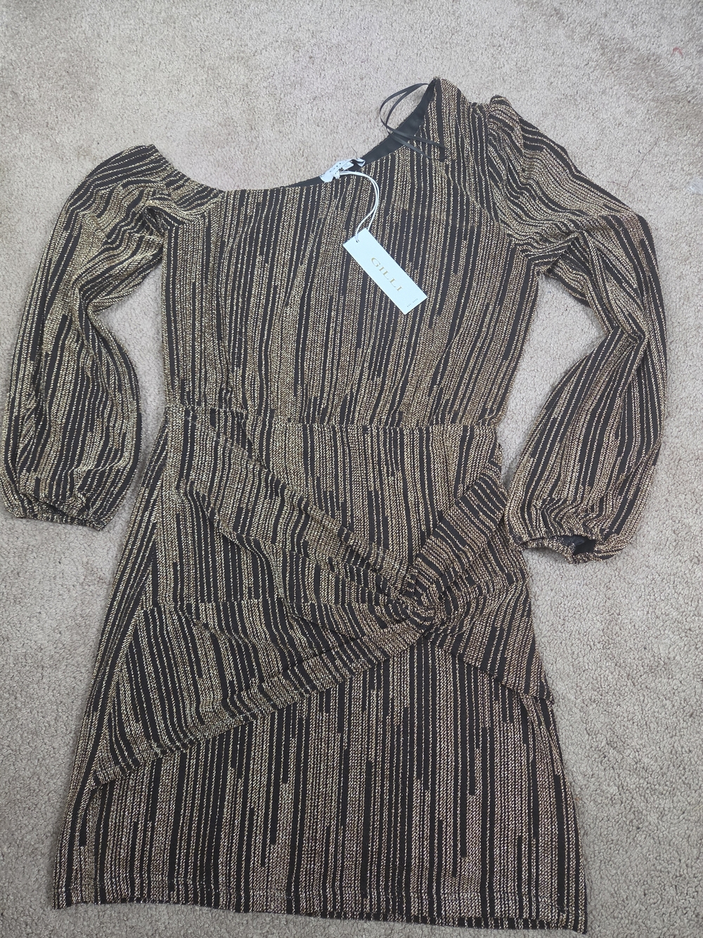 Gold One-Shoulder Party Dress - Picture 5 of 9
